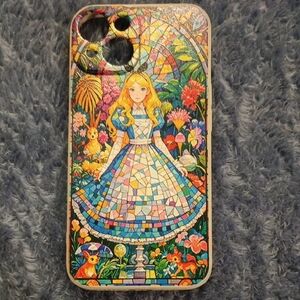 Colorful Alice in Wonderland Stained Glass Style iPhone 14 Phone Case